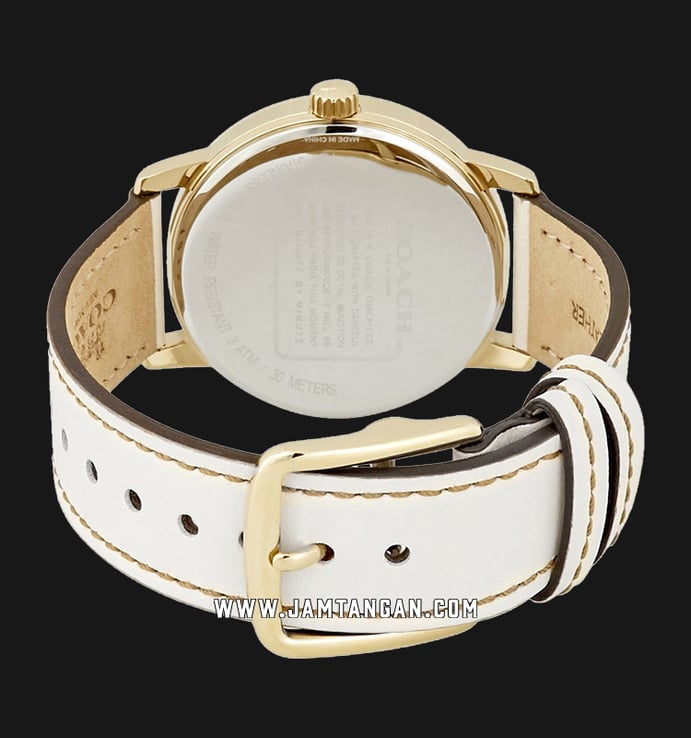 Coach 14503008 Grand Ladies Rose Gold Dial White Leather Strap