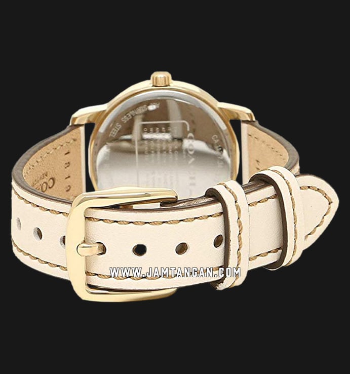 Coach 14503059 Grand Ladies Rose Gold Dial Beige Leather Strap