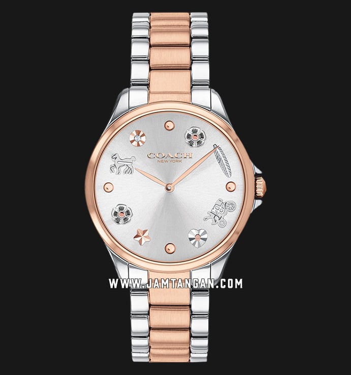 Coach 14503065 Astor Ladies Silver Dial Dual Tone Stainless Steel Strap