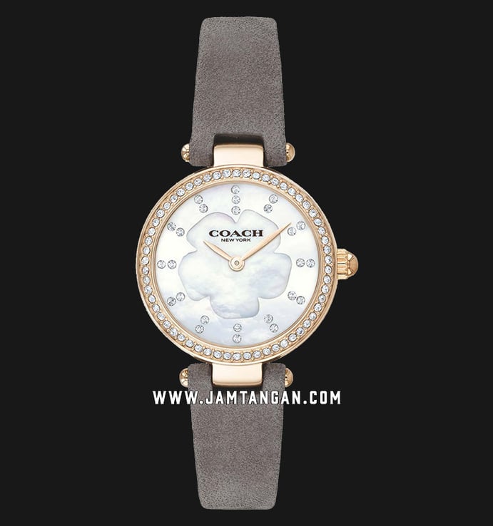 Coach 14503104 Park Ladies White Mother of Pearl Dial Grey Leather Strap