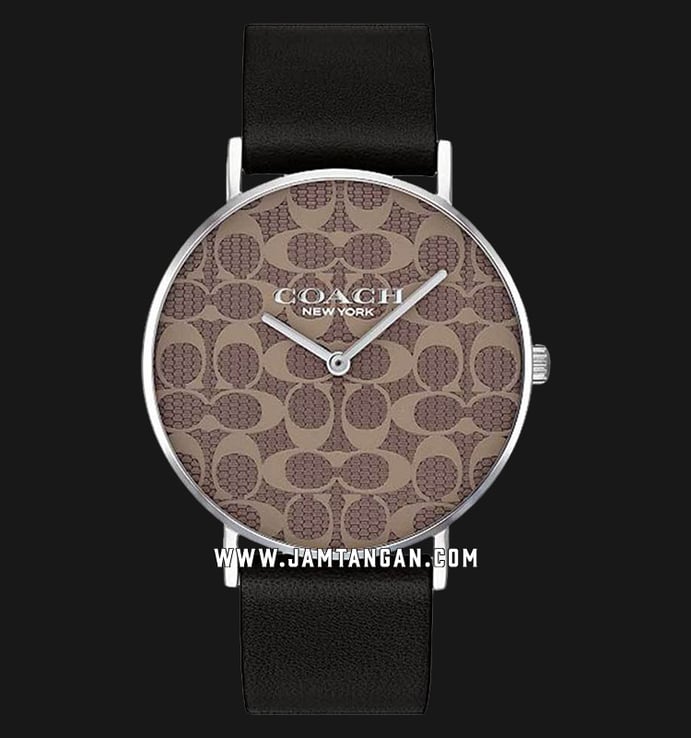 Coach Perry 14503123 Ladies Brown Motif Dial Black Leather Strap