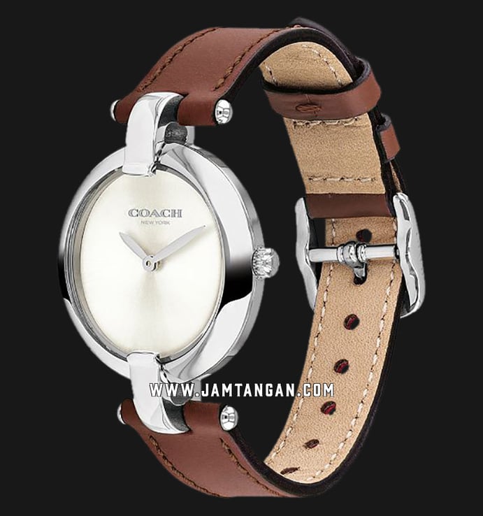 Coach 14503198 Chrystie Ladies Silver Dial Brown Leather Strap