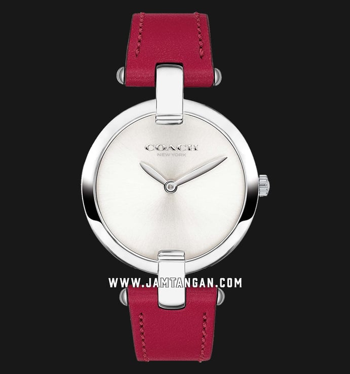 Coach 14503199 Chrystie Ladies Silver Dial Red Leather Strap