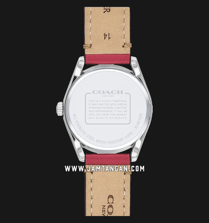 Coach 14503205 Modern Luxury Ladies Silver Dial Red Leather Strap