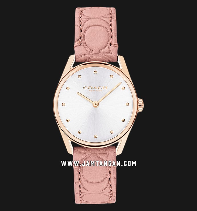 Coach 14503210 Modern Luxury Ladies White Dial Pink Leather Strap