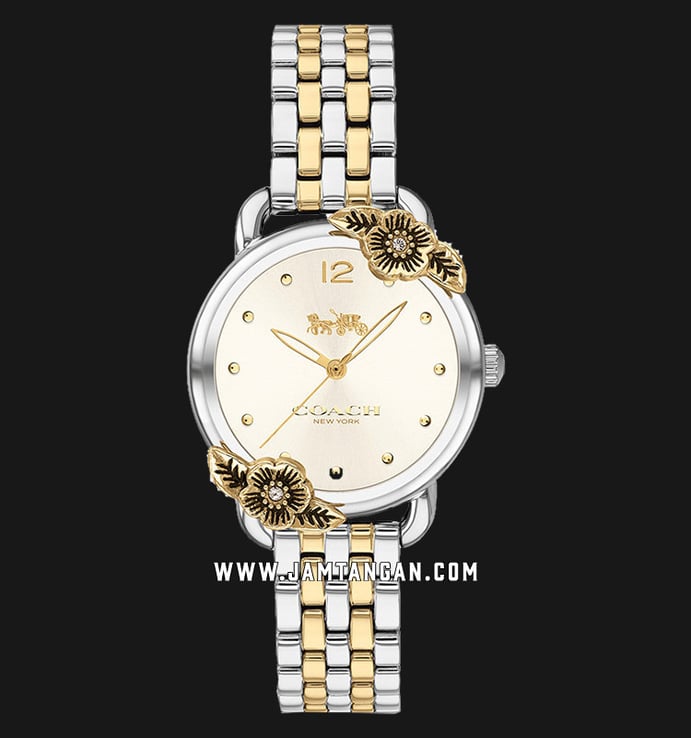 Coach Delancey 14503212 Gold Dial Dual Tone Stainless Steel Strap