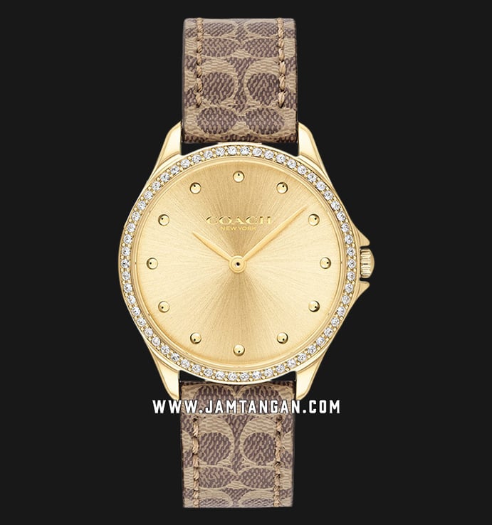 Coach 14503218 Astor Ladies Gold Dial Dual Tone Leather Strap