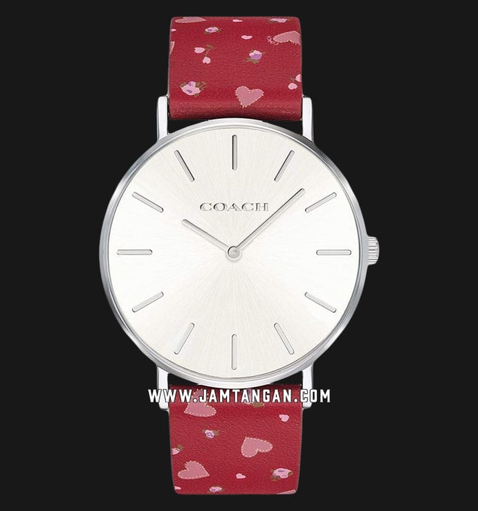 Coach 14503228 Perry Ladies White Dial Red Leather Strap