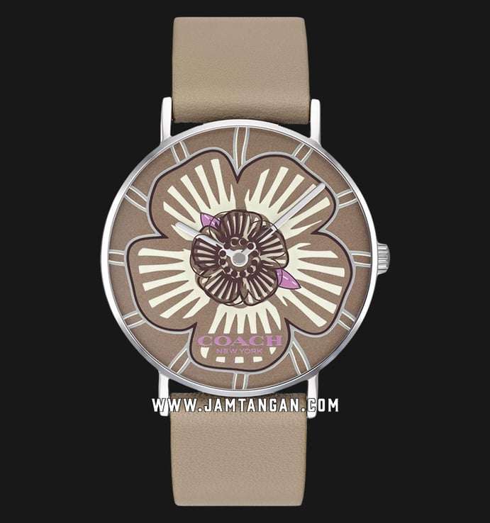 Coach 14503230 Perry Ladies Brown Floral Dial Brown Leather Strap