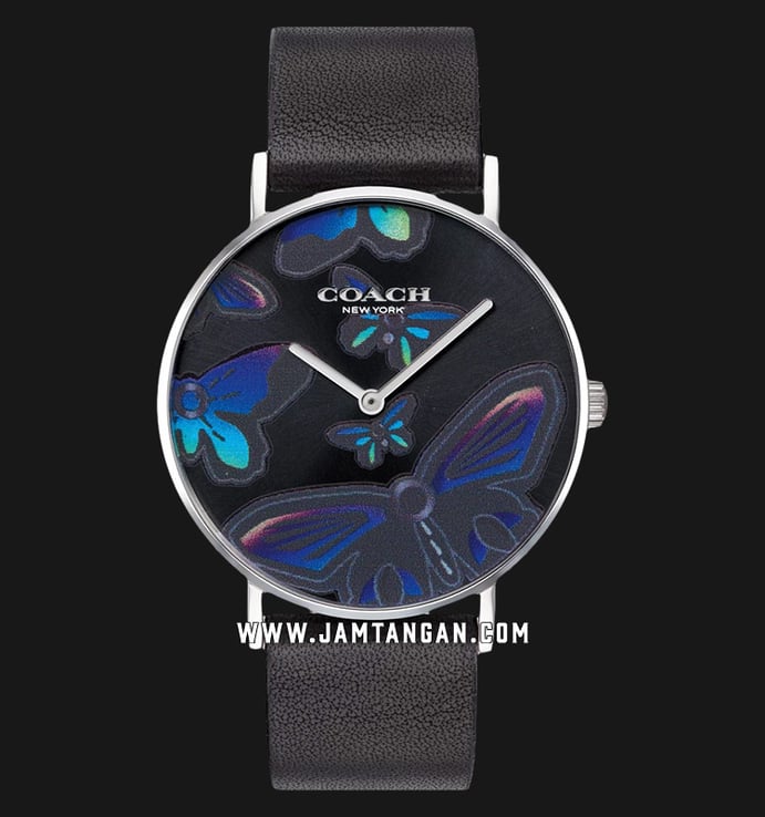 Coach 14503241 Perry Ladies Multicolor Dial Black Leather Strap
