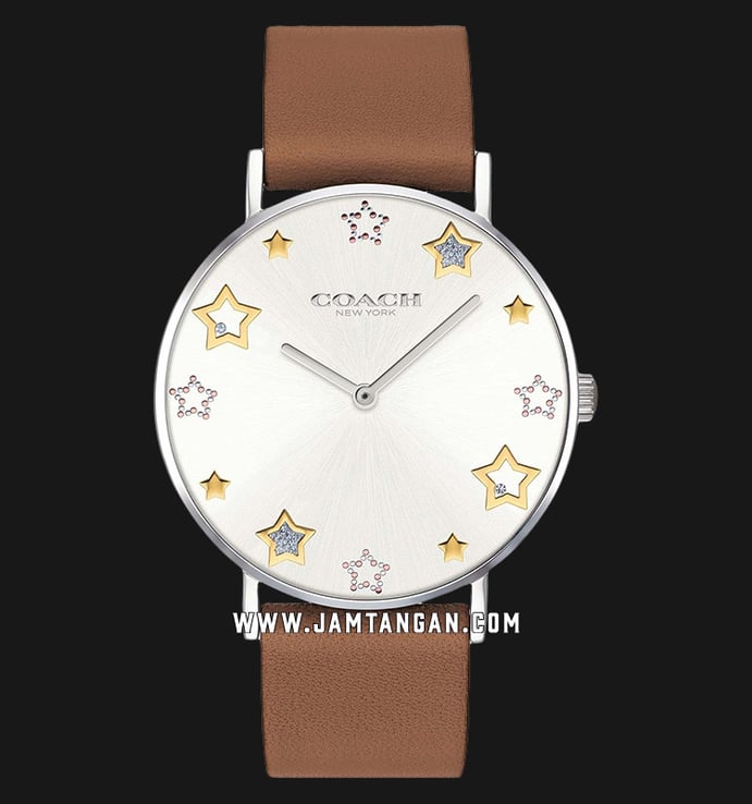 Coach 14503242 Perry Ladies Silver Dial Brown Leather Strap