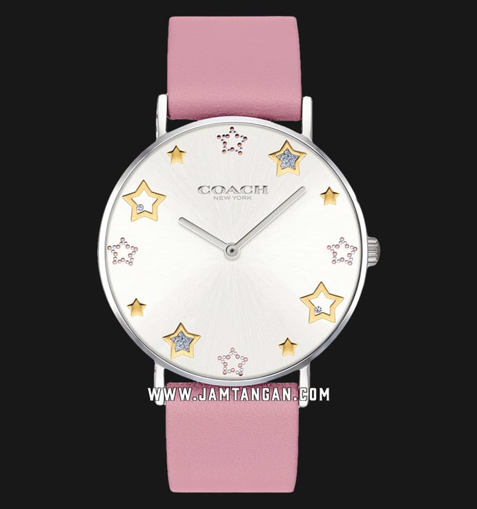 Coach 14503243 Perry Ladies Silver Dial Pink Leather Strap