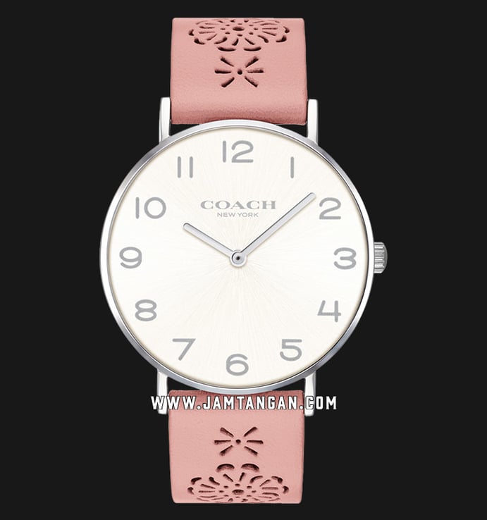 Coach 14503257 Perry Ladies Silver Dial Pink Leather Strap