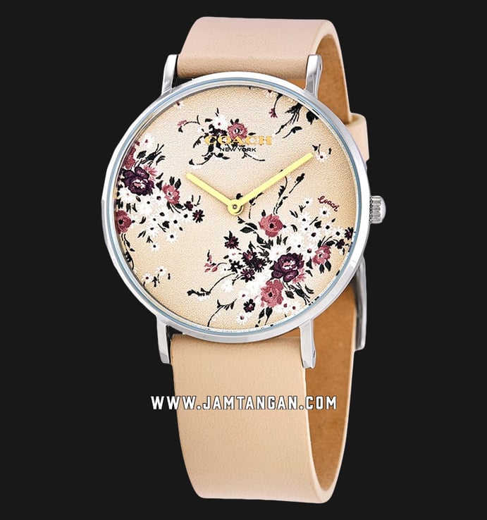 Coach Perry 14503293 Ladies Beige Floral Dial Beige Leather Strap