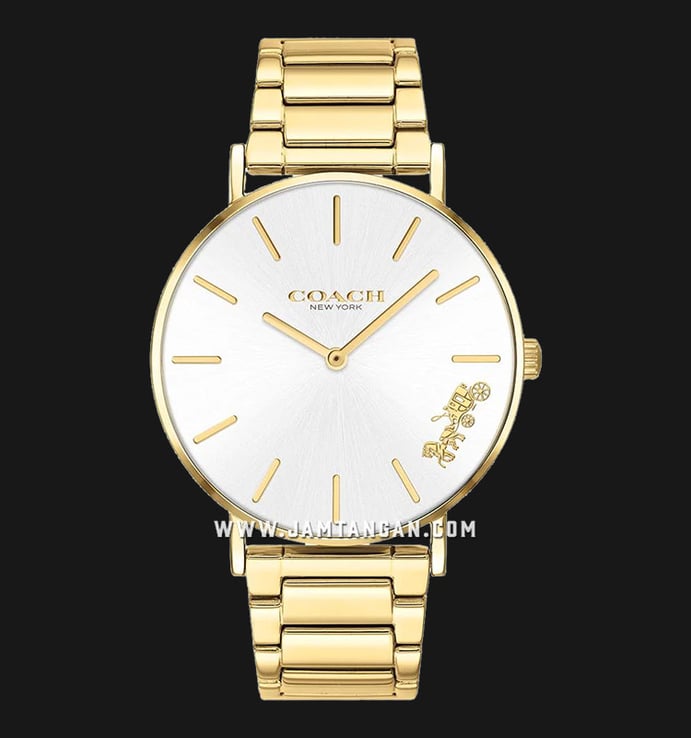 Coach Perry 14503345 Ladies Silver Dial Gold Stainless Steel Strap