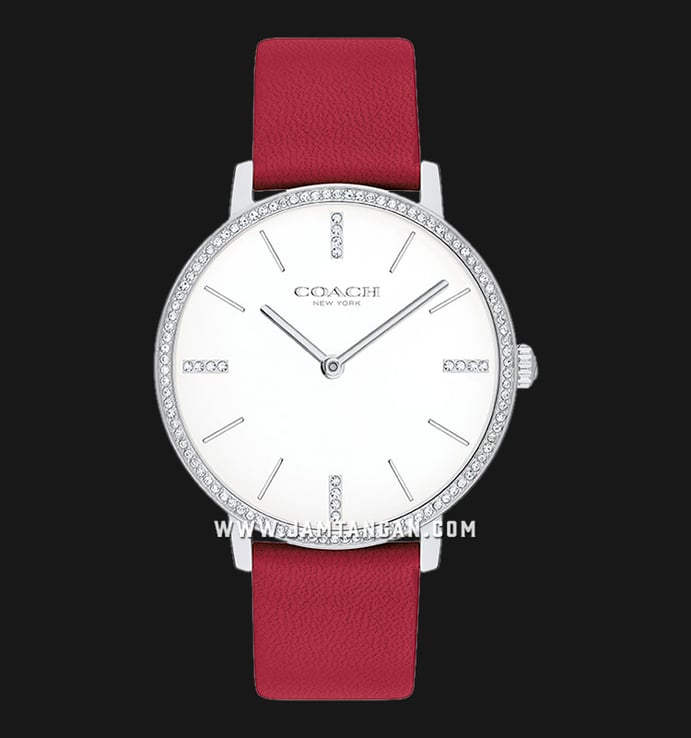 Coach Audrey 14503427 Ladies White Dial Red Leather Strap