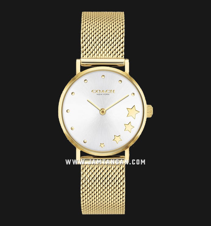 Coach Perry 14503521 Ladies Silver Dial Gold Mesh Strap