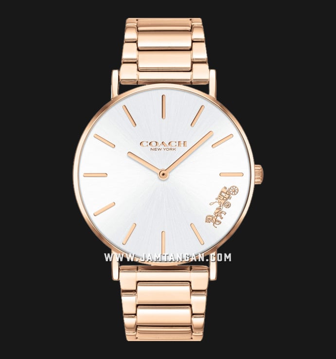 Coach Perry 14503576 Ladies Silver Dial Rose Gold Stainless Steel Strap
