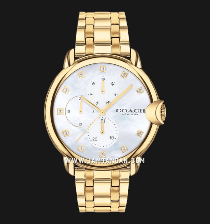 Coach Arden 14503681 Ladies Mother Of Pearl Dial Gold Stainless Steel Strap