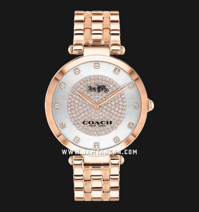 Coach Park 14503735 Ladies Silver With Crystals Dial Rose Gold Stainless Steel Strap