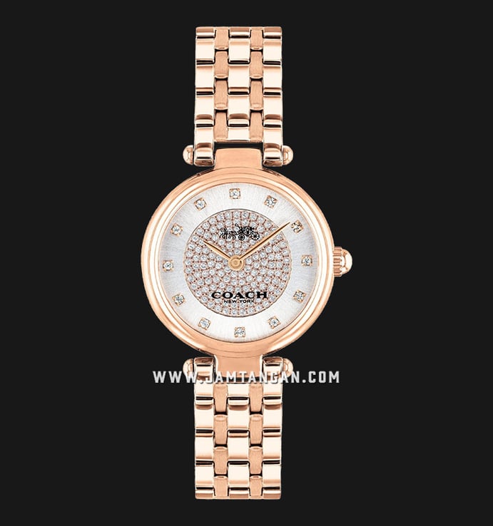 Coach Park 14503736 Ladies Silver With Crystals Dial Rose Gold Stainless Steel Strap