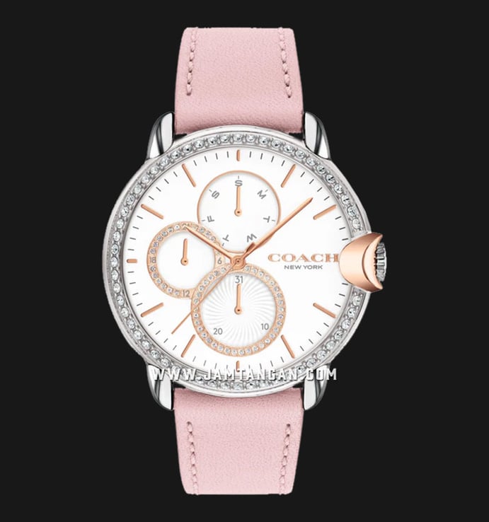 Coach Arden 14503747 Ladies White Dial Soft Pink Leather Strap