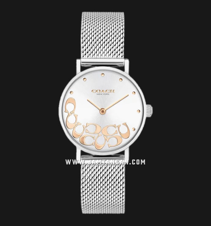 Coach Perry 14503858 Ladies Silver Dial Mesh Strap