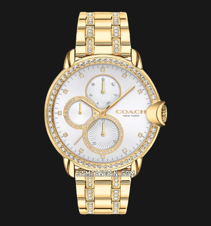 Coach Perry 14503862 Ladies Silver Dial Gold Stainless Steel Strap