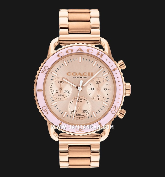 Coach Cruiser 14504052 Ladies Chronograph Rose Gold Dial Rose Gold Stainless Steel Strap
