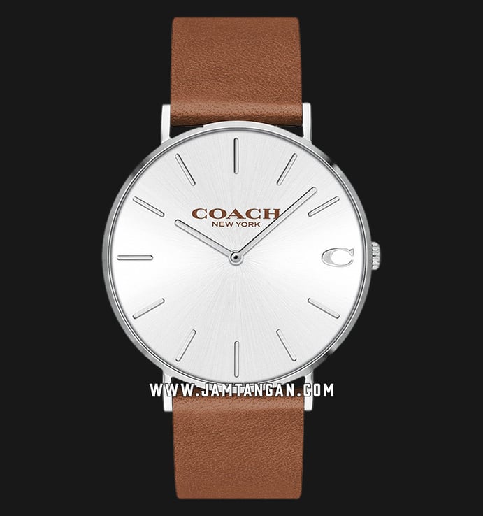 Coach Charles 14602152 Men Silver Dial Brown Leather Strap