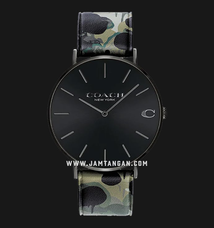 Coach Charles 14602573 Men Black Dial Camouflage Leather Strap