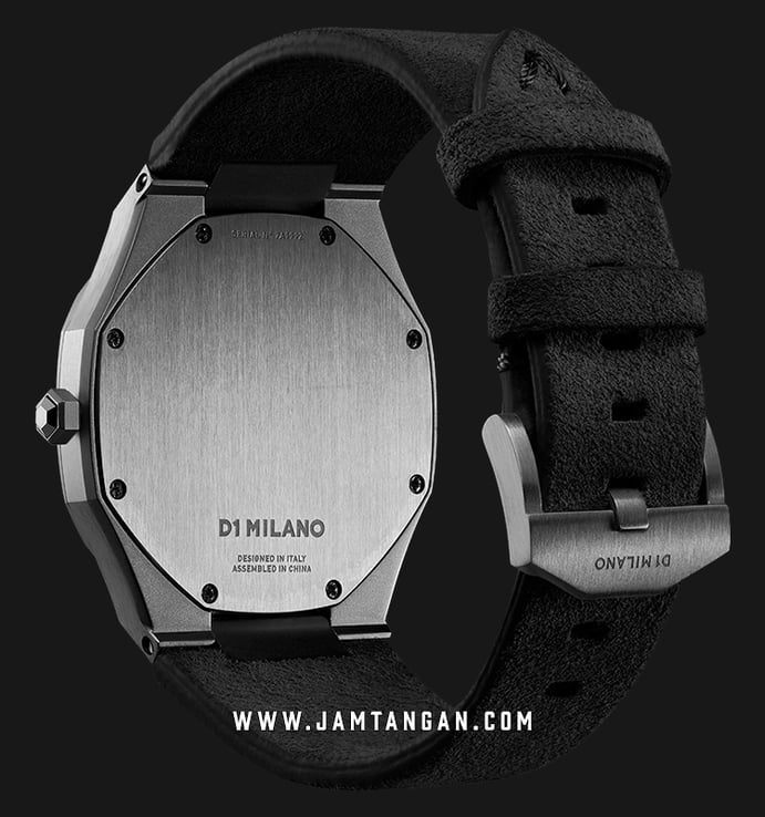 D1 Milano Ultra Thin Classic A-UT04 Black Dial Black Volcano Suede Leather Strap