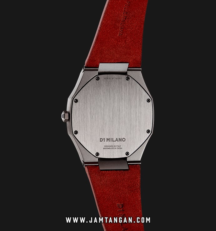 D1 Milano Ultra Thin Classic A-UT06 Black Dial Red Modena Suede Leather Strap