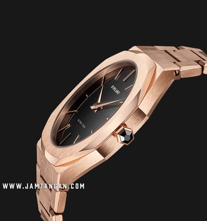 D1 Milano Ultra Thin D1-A-UTB03 Rose Gold Black Dial Stainless Steel Strap