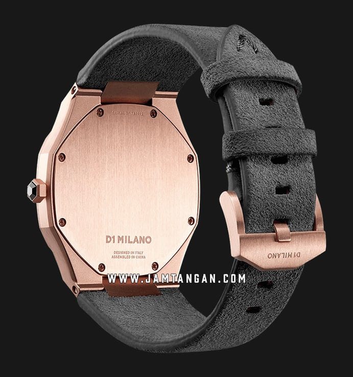 D1 Milano Ultra Thin Classic D1-A-UTL03 Rose Gold Dial Gray Leather Strap