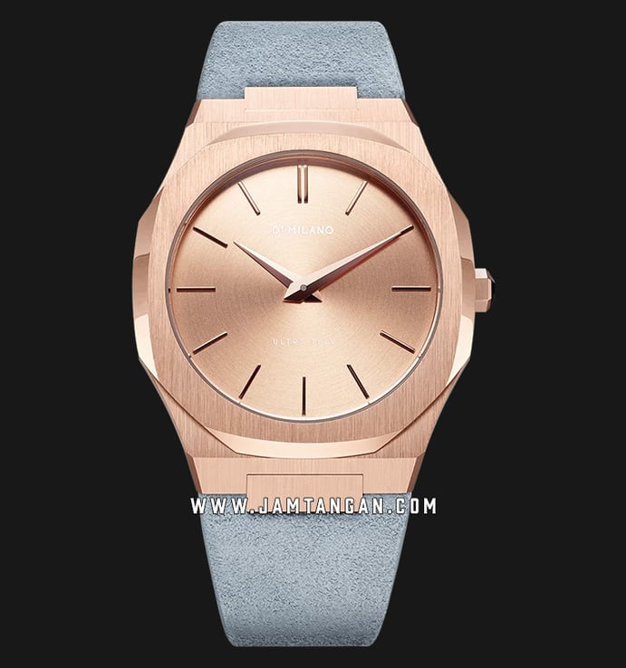 D1 Milano Ultra Thin Classic D1-A-UTL04 Rose Gold Dial Light Blue Leather Strap