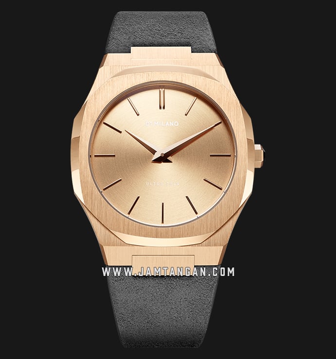 D1 Milano Ultra Thin Classic D1-A-UTL05 Rose Gold Dial Grey Venice Suede Leather Strap