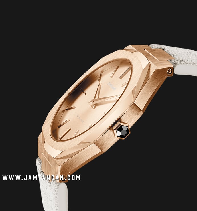D1 Milano Ultra Thin Classic D1-A-UTL06 Rose Gold Dial White Lipari Suede Leather Strap