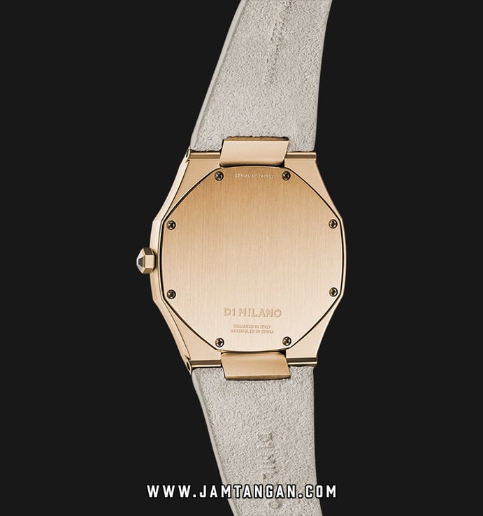 D1 Milano Ultra Thin Classic D1-A-UTL06 Rose Gold Dial White Lipari Suede Leather Strap
