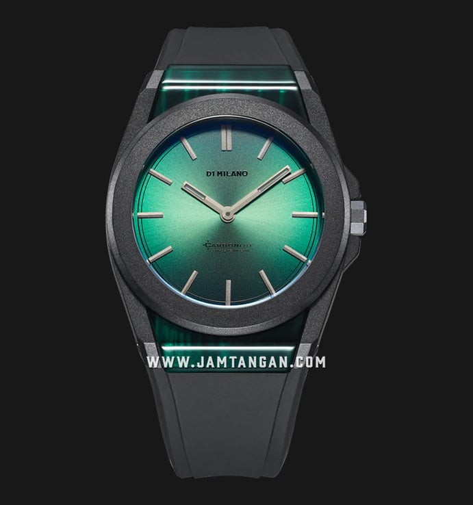 D1 Milano Carbonlite D1-CLRJ05 Green Sunray Dial Black Silicone Strap