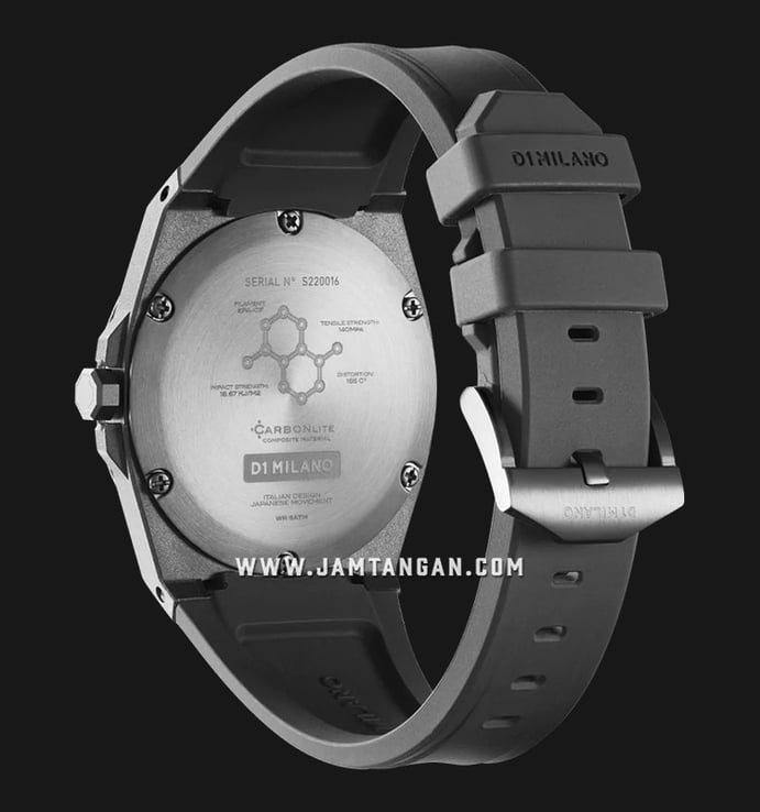 D1 Milano Carbonlite D1-CLRJ02 Grey Sunray Dial Black Silicone Strap
