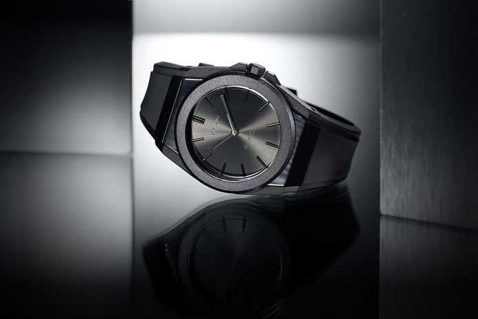 D1 Milano Carbonlite D1-CLRJ02 Grey Sunray Dial Black Silicone Strap