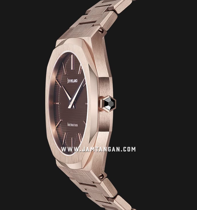 D1 Milano Ultra Thin D1-UTBJ13 Brown Dial Champagne Gold Stainless Steel Strap