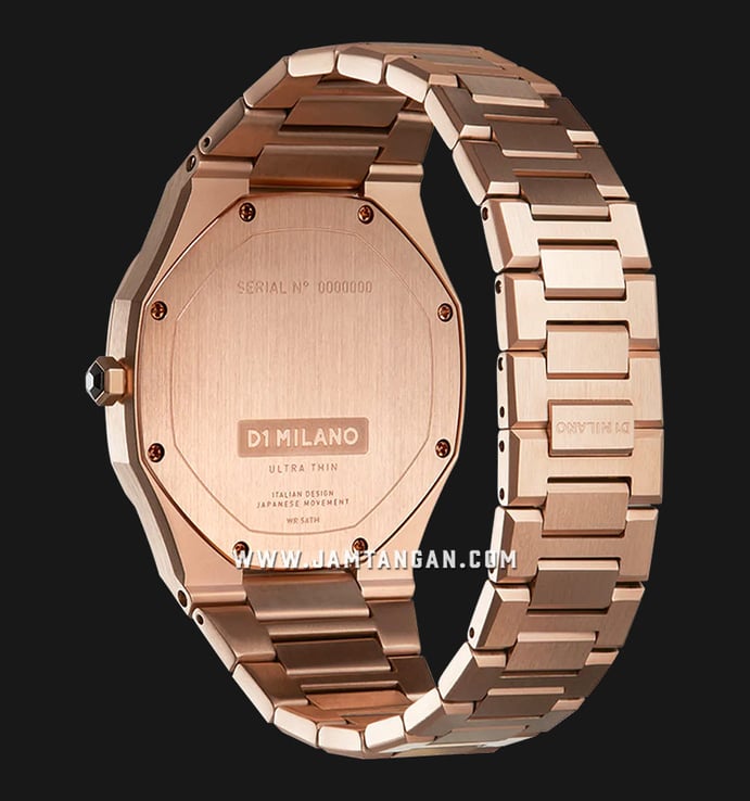 D1 Milano Ultra Thin D1-UTBJ16 Black Dial Rose Gold Stainless Steel Strap