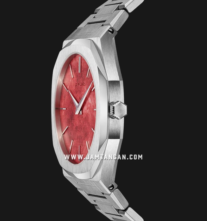 D1 Milano Ultra Thin D1-UTBJ20 Red With Watercolour Effect Dial Stainless Steel Strap
