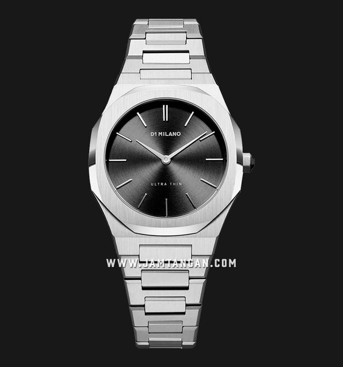 D1 Milano Ultra Thin D1-UTBL05 Silver Night Black Dial Stainless Steel Strap