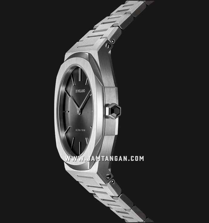 D1 Milano Ultra Thin D1-UTBL05 Silver Night Black Dial Stainless Steel Strap