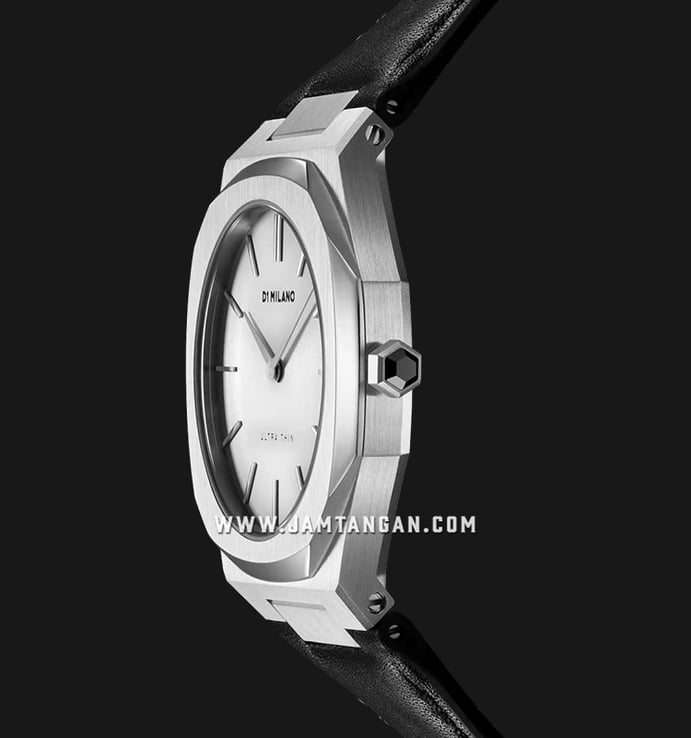 D1 Milano Ultra Thin D1-UTLL13 Pearl White Dial Black Leather Strap
