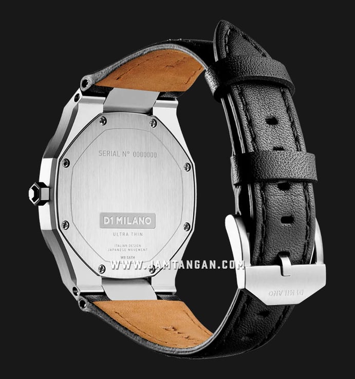 D1 Milano Ultra Thin D1-UTLL13 Pearl White Dial Black Leather Strap