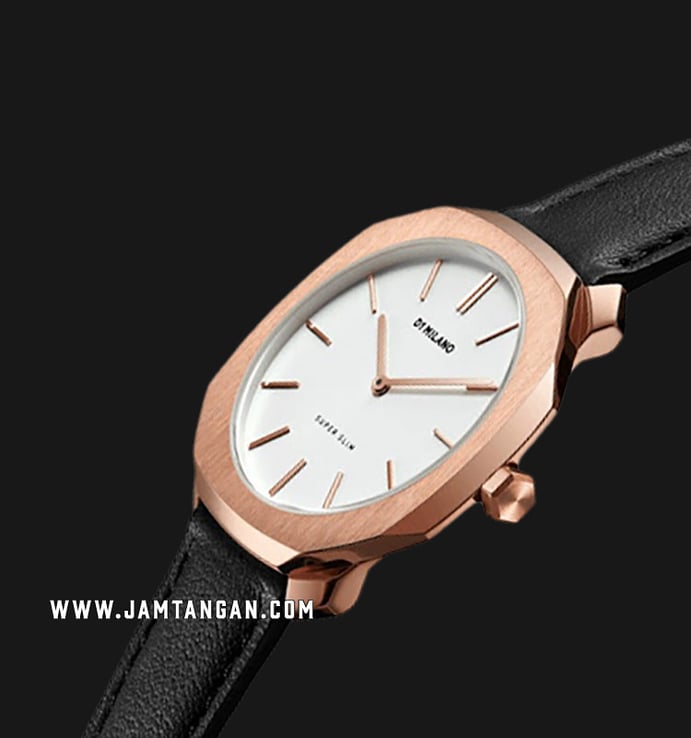 D1 Milano D1-SSLL04 Ladies White Dial Black Leather Strap 
